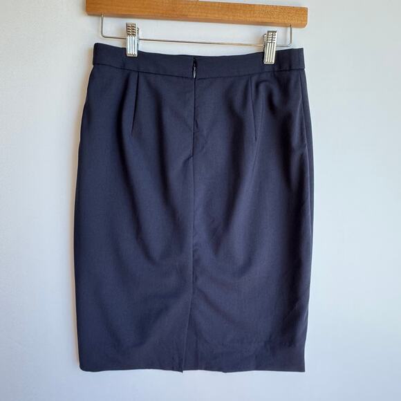 J Crew 365 Italian Wool Office Siren Skirt Sz 00 Navy Blue Professional Career - Picture 4 of 16